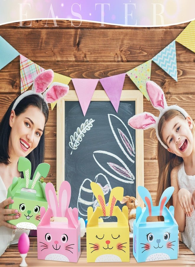 علب هدايا عيد الفصح من سكاي جيم، 100 قطعة، علب هدايا على شكل أرنب بمقبض، سلة على شكل أرنب، علبة حلوى وبسكويت، لوازم تزيين حفلات عيد الفصح المنزلية - Image 2